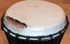 Djembe with torn head